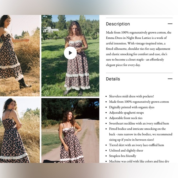 Christy Dawn Emma Dress in Night Rose Lattice NWT - Picture 8 of 9